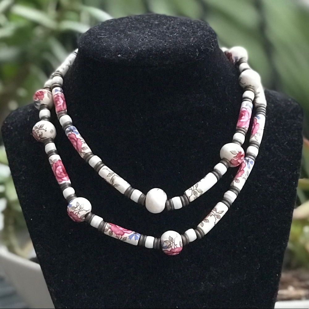 Indian Rose Enamel Necklace